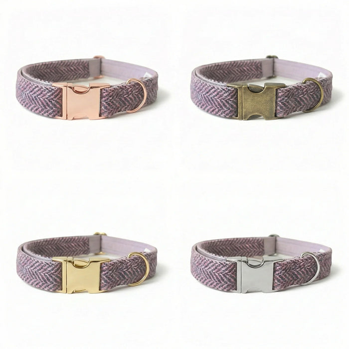 Lilac & Blue Herringbone Luxury Harris Tweed Dog Collar