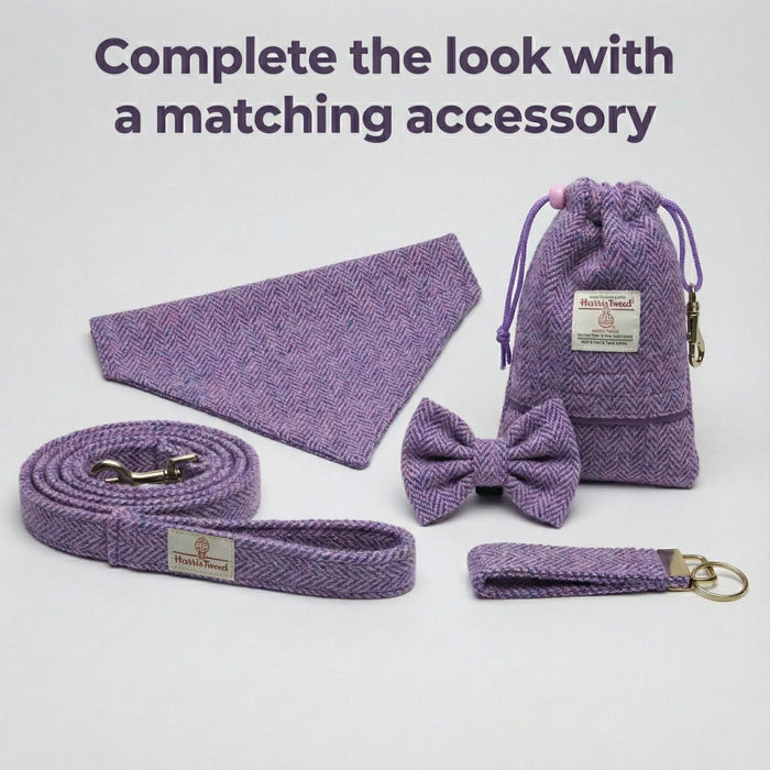 Lilac & Blue Herringbone - Buckle Fastening Luxury Harris Tweed Dog Collar