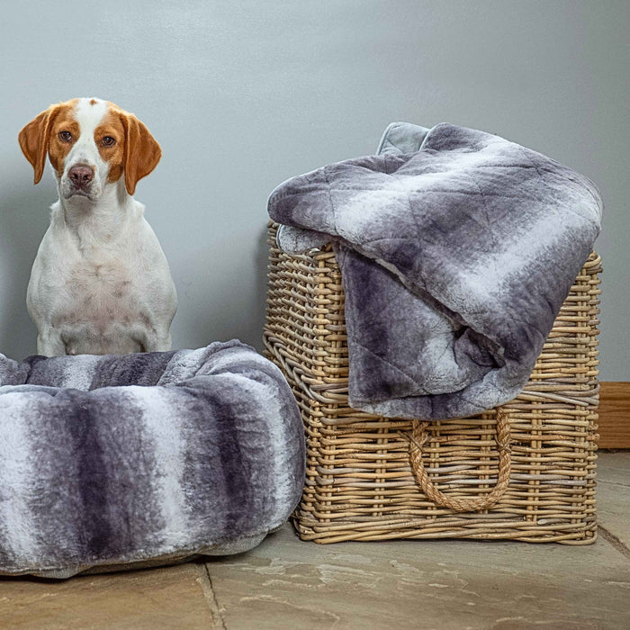 Luxury Grey Faux Fur Dog Blanket - Sofa Throw