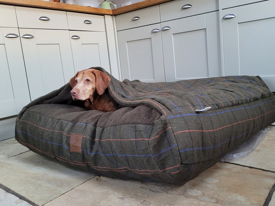 Green Tweed Luxury Dog Snuggle Bed - Snuggle Sack