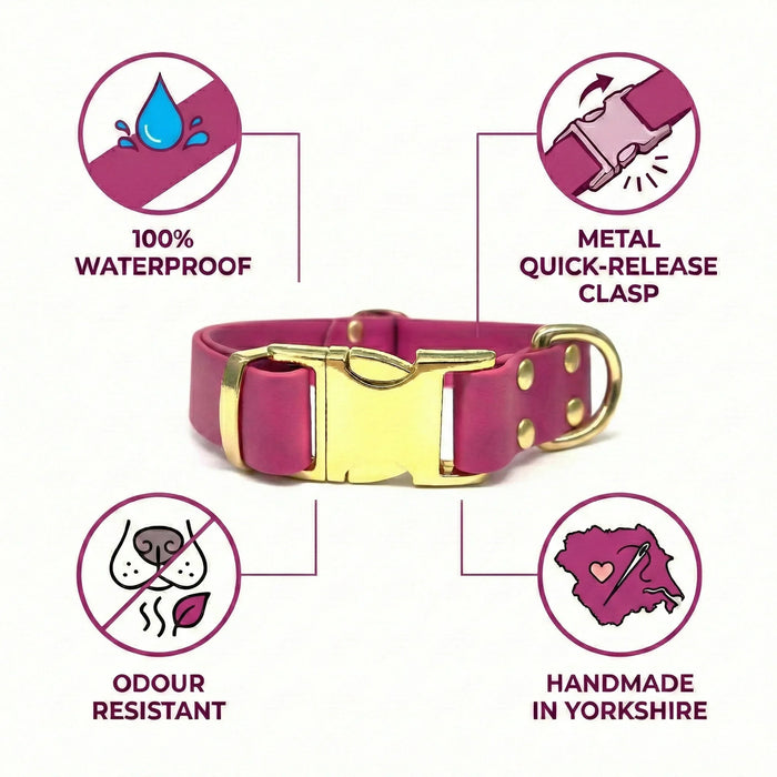 Magenta Waterproof Biothane Metal Clasp Dog Collar