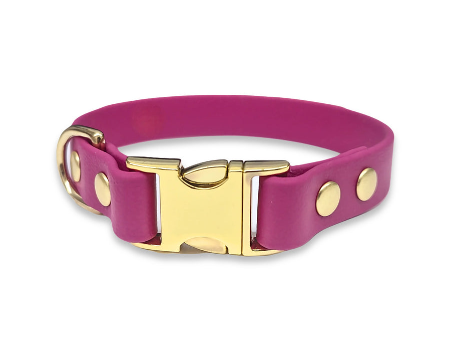Magenta Small Breed Waterproof Biothane Dog Collar 21cm to 28cm Neck