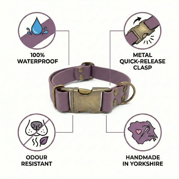 Mauve Waterproof Biothane Metal Clasp Dog Collar