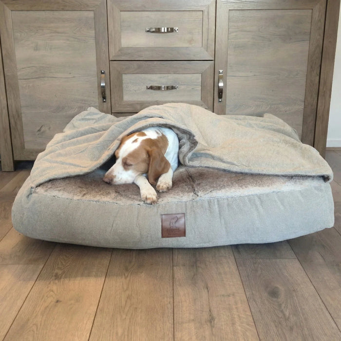 Beige Luxury Dog Snuggle Bed - Snuggle Sack