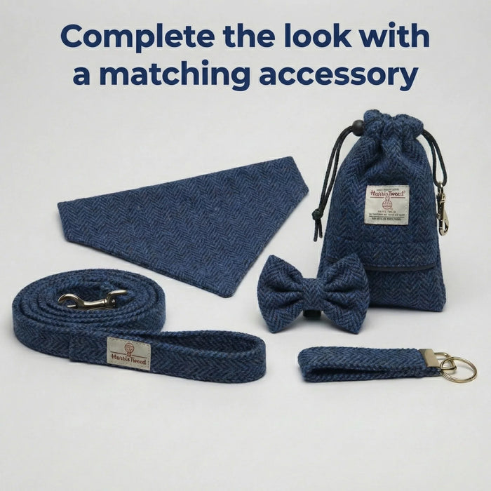 Extra Wide 38mm - Midnight Blue Harris Tweed Dog Collar