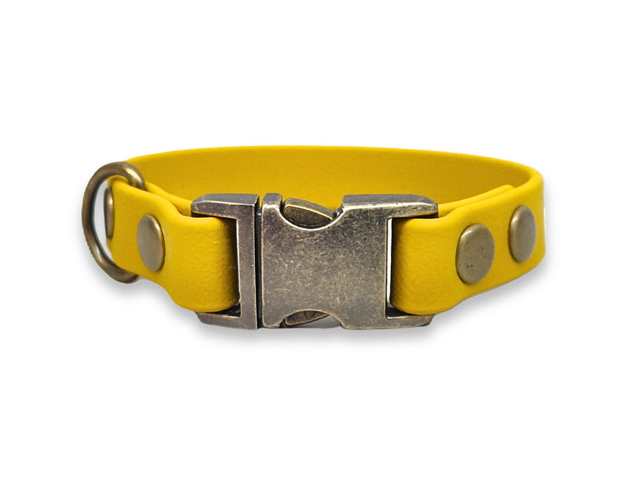 Mustard Small Breed Waterproof Biothane Dog Collar 21cm to 28cm Neck