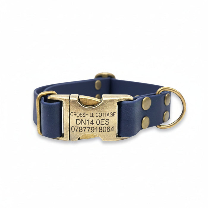 Navy Waterproof Biothane Metal Clasp Dog Collar