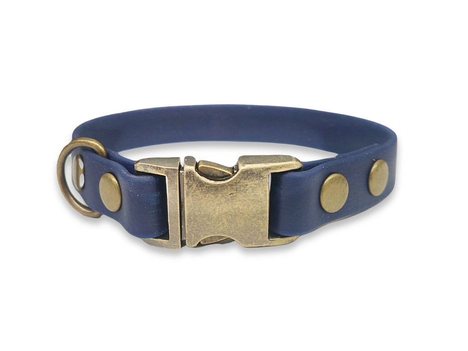 Navy Small Breed Waterproof Biothane Dog Collar 21cm to 28cm Neck
