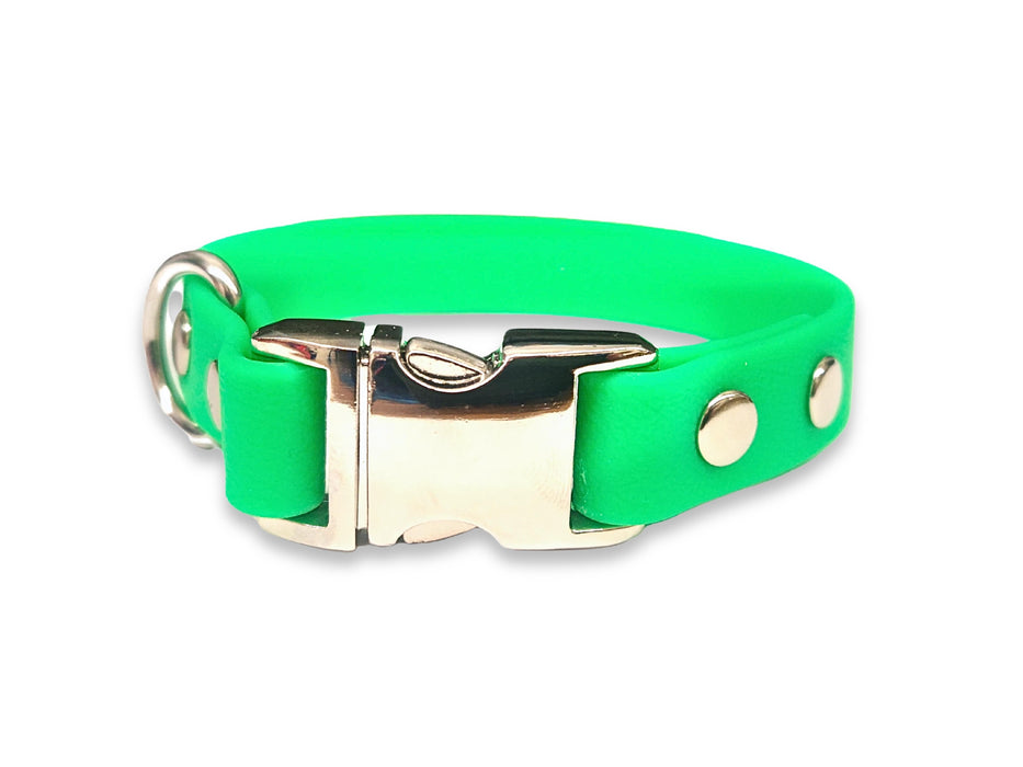 Neon Green Small Breed Waterproof Biothane Dog Collar 21cm to 28cm Neck