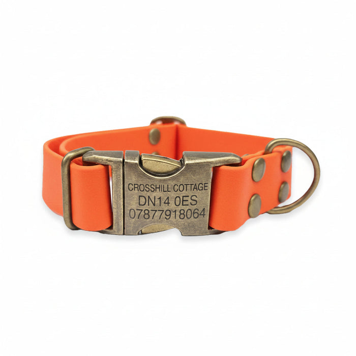 Neon Orange Waterproof Biothane Metal Clasp Dog Collar