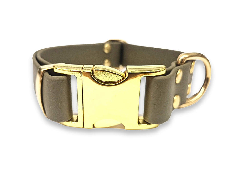 Olive Waterproof Biothane Metal Clasp Dog Collar
