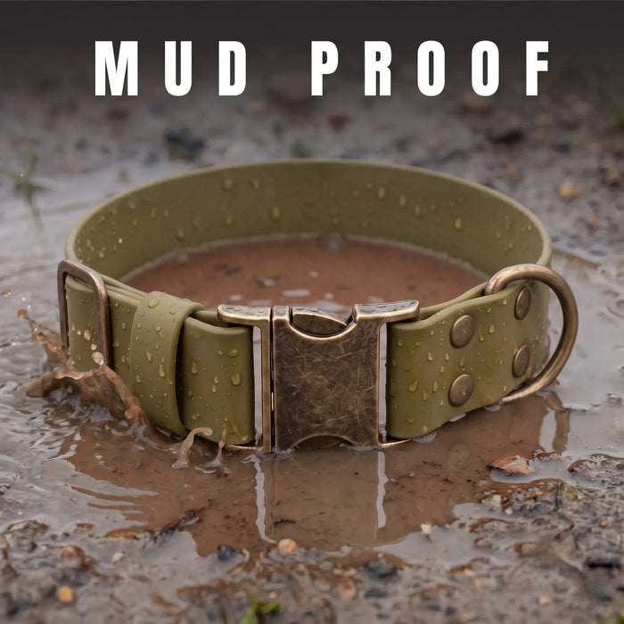 Olive 38mm Wide Waterproof Biothane Metal Clasp Dog Collar