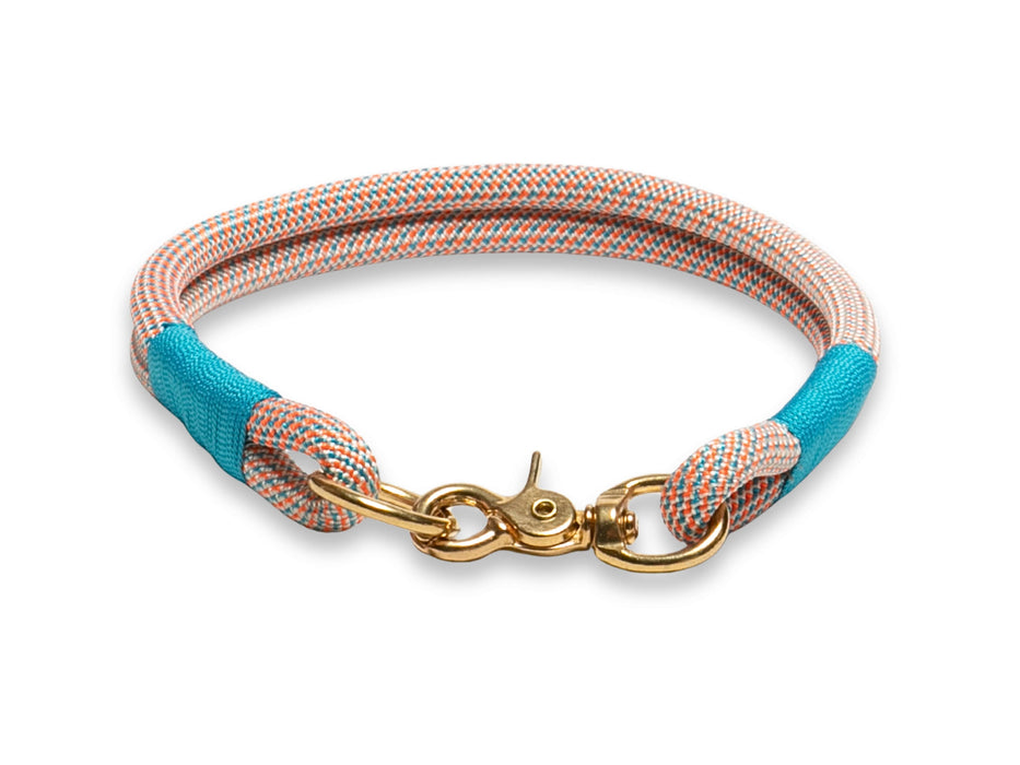 Orange & Blue Handmade Rope Dog Collar with Whipping