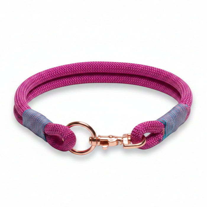 Passion Pink Handmade Rope Dog Collar with whipping