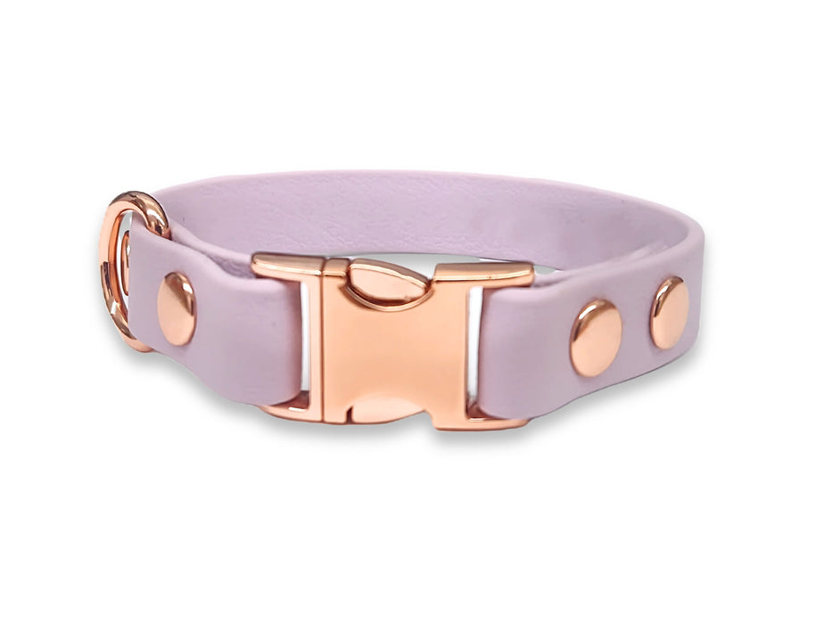 Pastel Pink Small Breed Waterproof Biothane Dog Collar 21cm to 28cm Neck