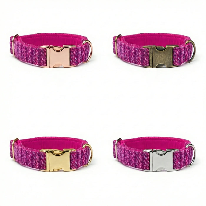 Pink Koana Harris Tweed Dog Collar