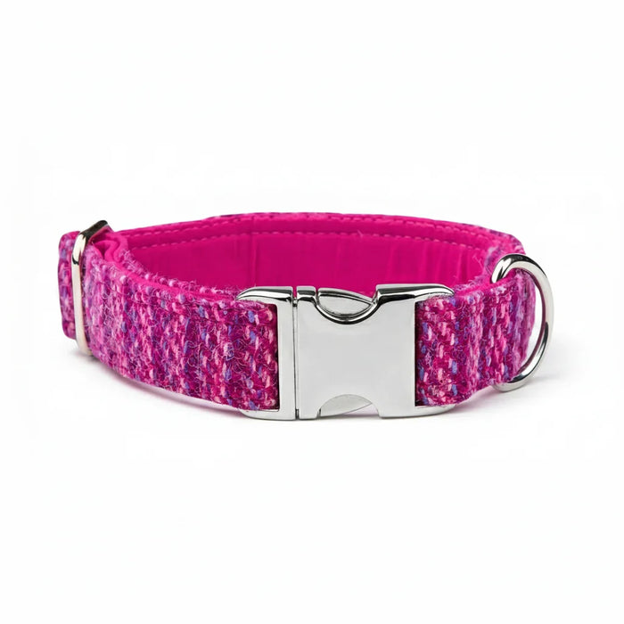 Pink Koana Harris Tweed Dog Collar