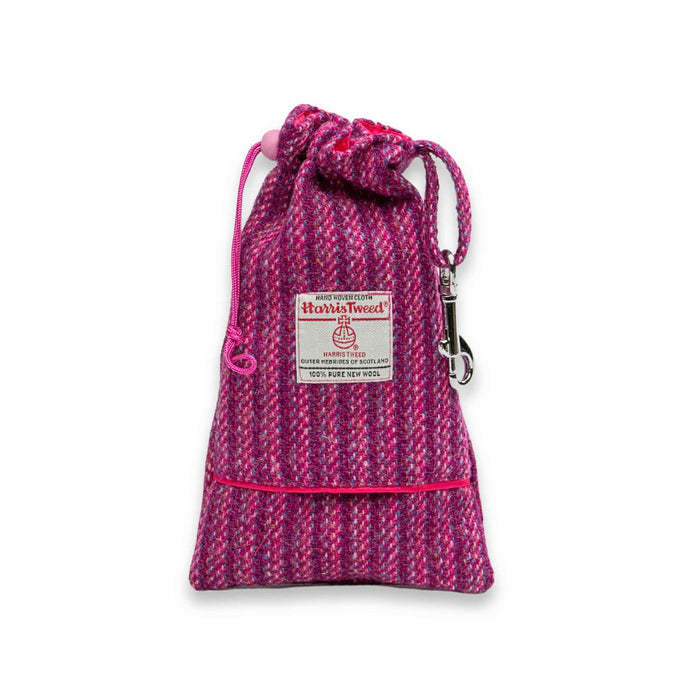 Pink Koana Harris Tweed Treat Bag With Built-In Poop Bag Dispenser