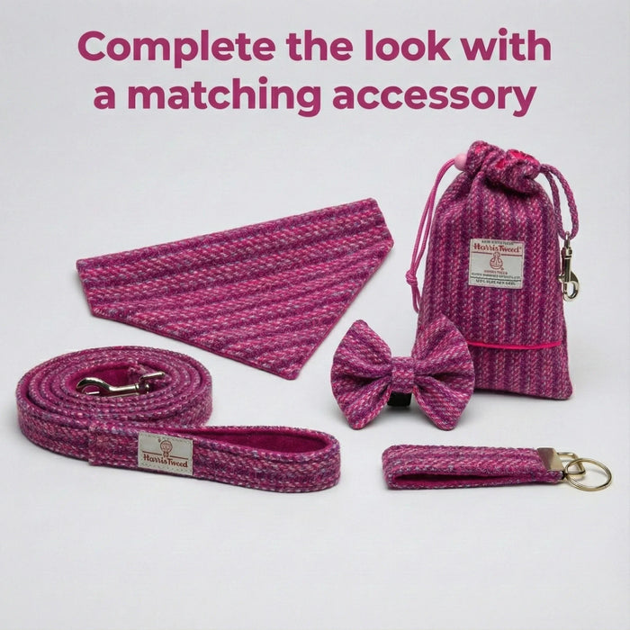 Extra Wide 38mm - Pink Koana Harris Tweed Dog Collar