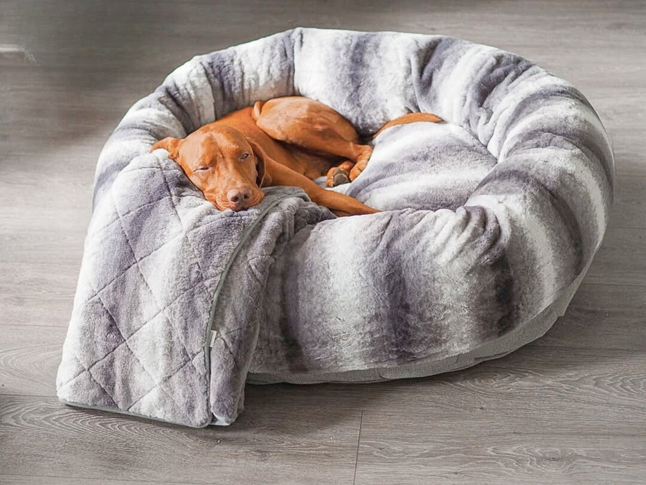 Grey Luxury Deluxe Donut Dog Bed