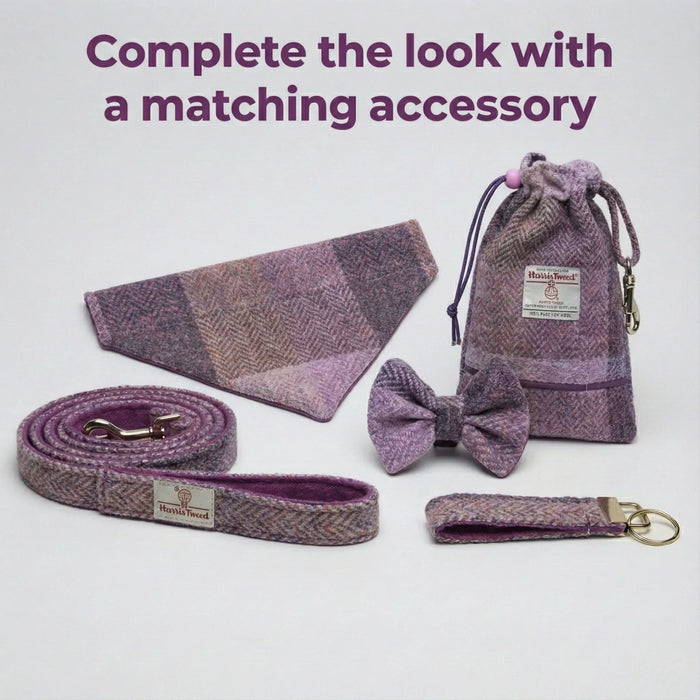 Extra Wide 38mm - Pretty Pink Block Harris Tweed Dog Collar