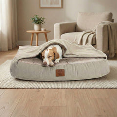 Collared Creatures - Beige Luxury Dog Snuggle Bed / Snuggle Sack /Sleeping Sack Luxury Dog Bed