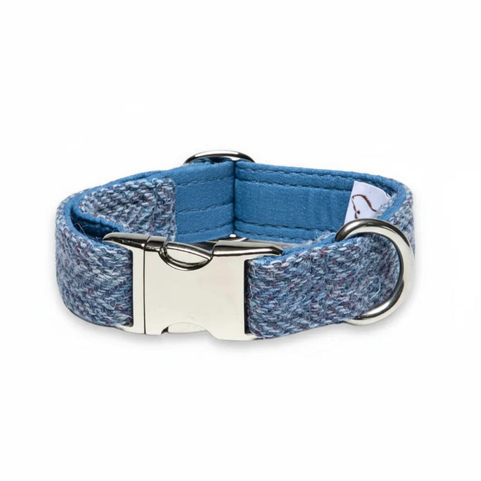 Blue Herringbone Luxury Harris Tweed Dog Collar