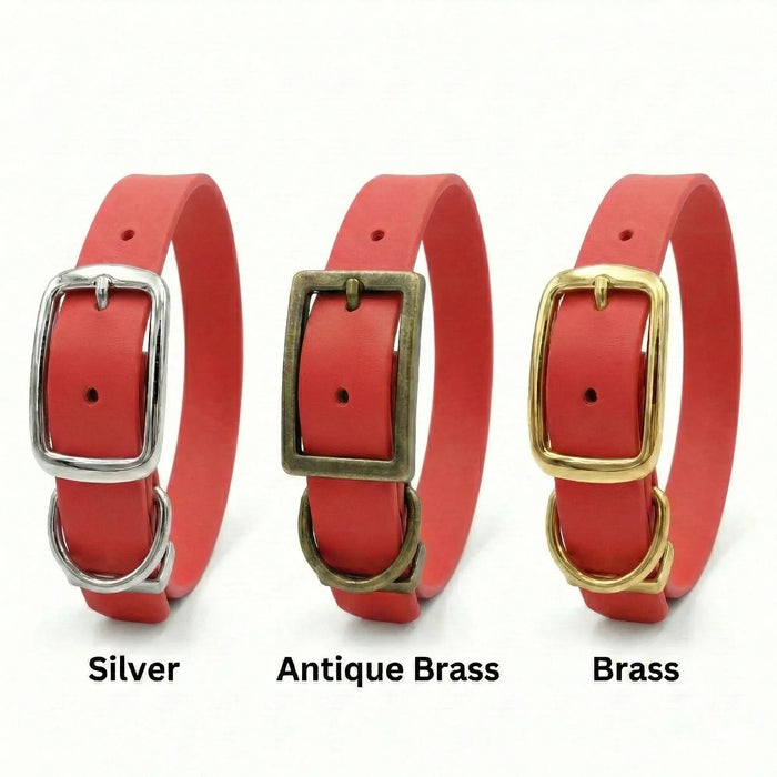 Red Waterproof Biothane Buckle Dog Collar