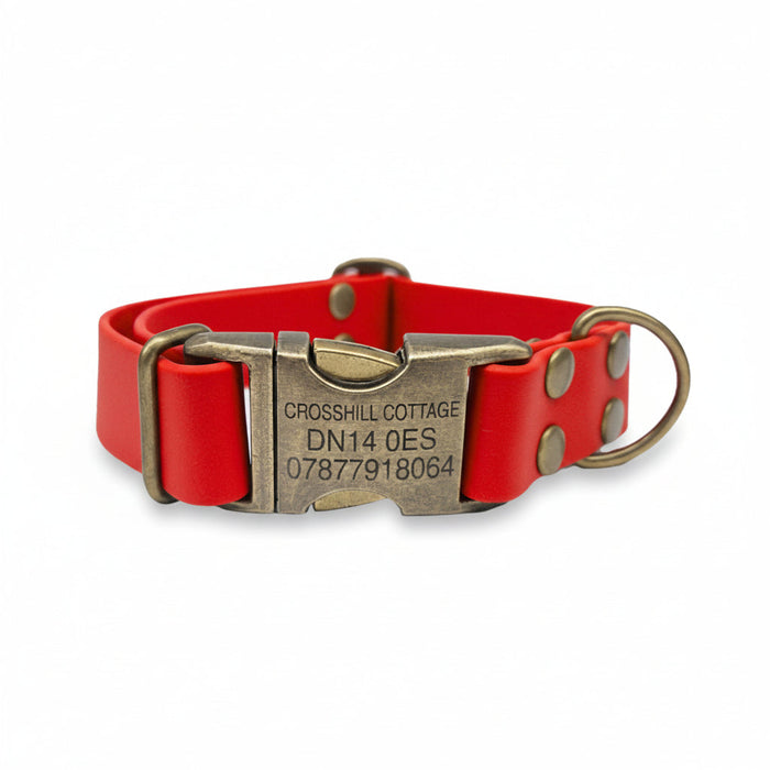 Red Waterproof Biothane Metal Clasp Dog Collar