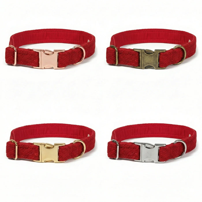 Simply Red Luxury Harris Tweed Dog Collar