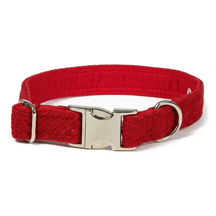 Simply Red Luxury Harris Tweed Dog Collar