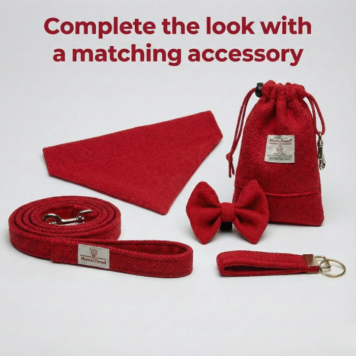 Extra Wide 38mm - Simply Red Harris Tweed Dog Collar