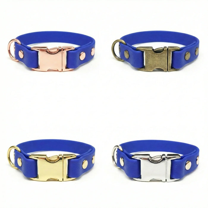 Electric Blue Small Breed Waterproof Biothane Dog Collar 21cm to 28cm Neck