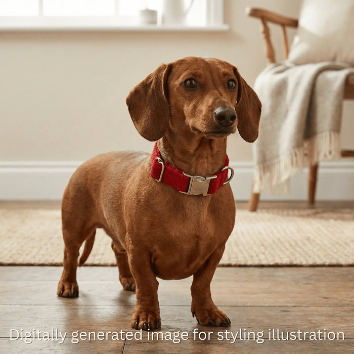 Simply Red Luxury Harris Tweed Dog Collar