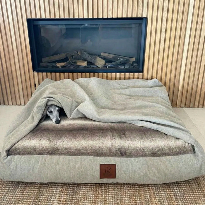 Beige Luxury Dog Snuggle Bed - Snuggle Sack