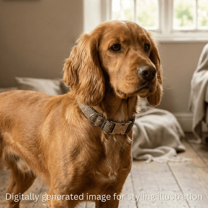 Totally Traditional Herringbone Harris Tweed Luxury Dog Collar