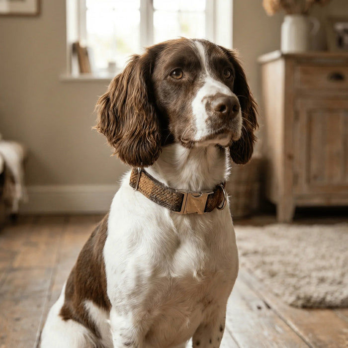 Autumnal Check Luxury Harris Tweed Dog Collar