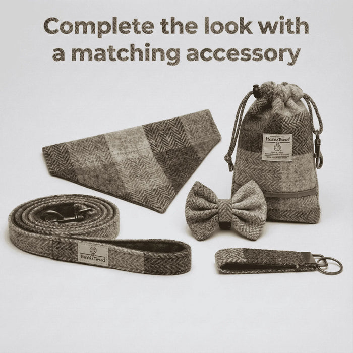 Stone Check Luxury Harris Tweed Dog Collar