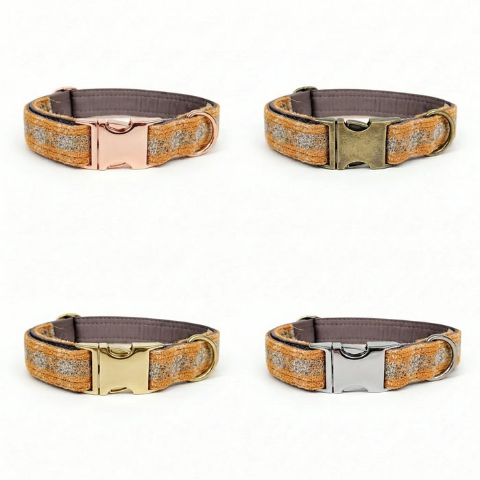 Sunflower Check Luxury Harris Tweed Dog Collar