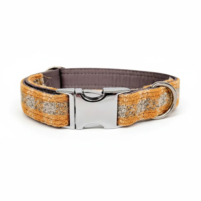 Sunflower Check Luxury Harris Tweed Dog Collar
