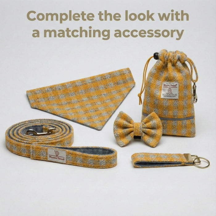 Sunflower Check Luxury Harris Tweed Dog Collar