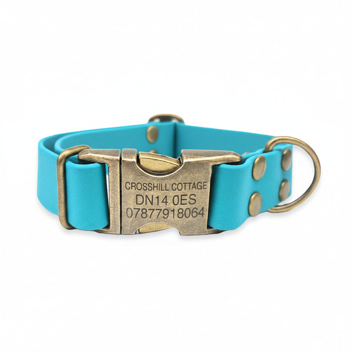 Teal Waterproof Biothane Metal Clasp Dog Collar