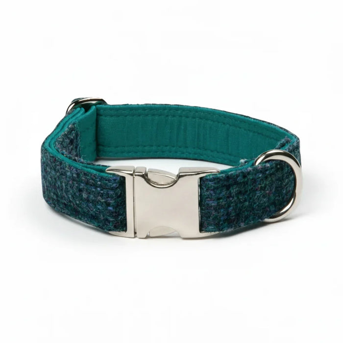 Teal with a Touch of Blue Luxury Harris Tweed Dog Collar