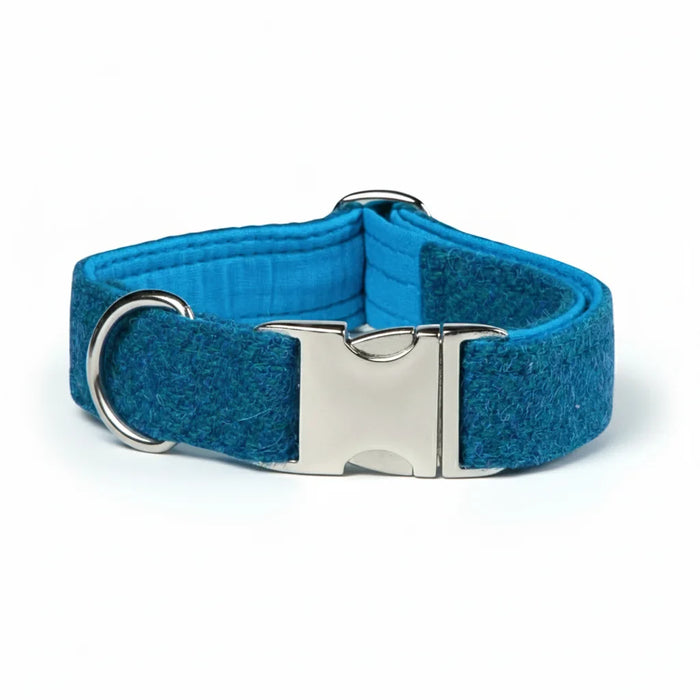 Teal Herringbone Luxury Harris Tweed Dog Collar