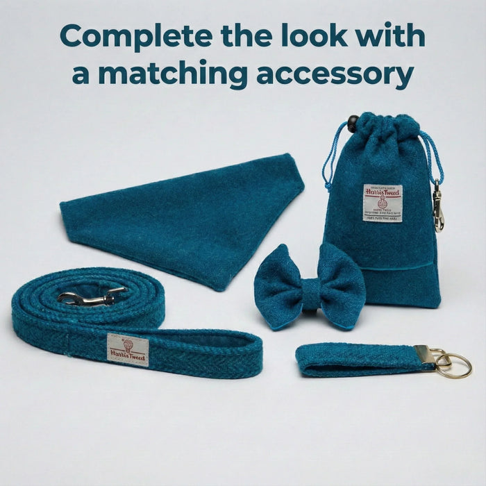 Teal Herringbone Luxury Harris Tweed Dog Collar