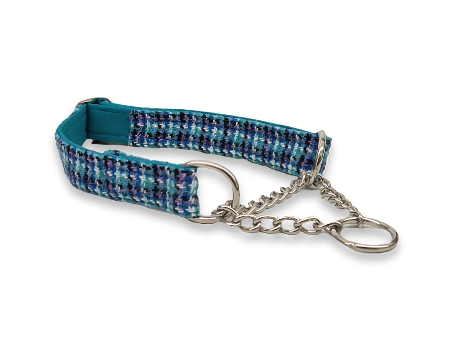 Teal, Lilac & Black Martingale / Half Choke Luxury Dog Collar