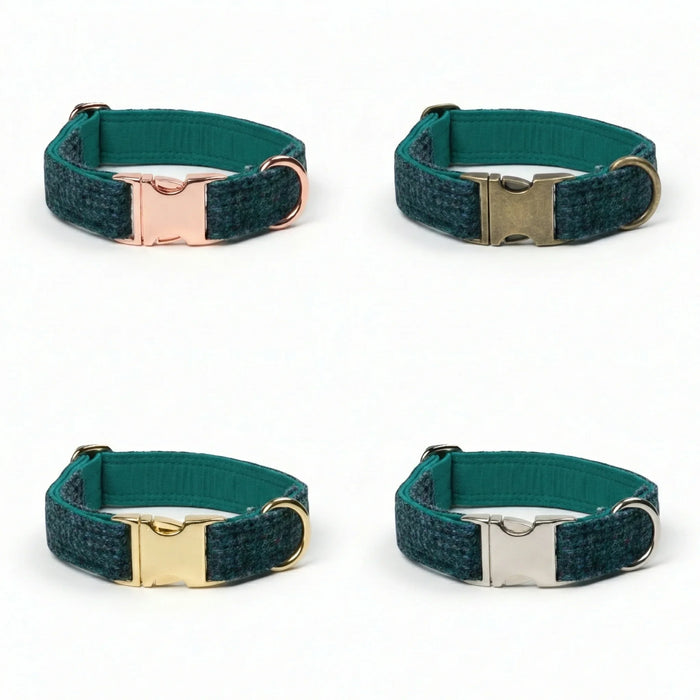 Teal with a Touch of Blue Luxury Harris Tweed Dog Collar