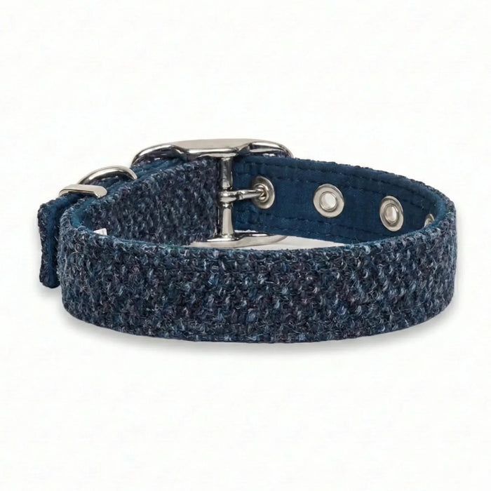 Teal With a Touch of Blue - Buckle Fastening Luxury Harris Tweed Dog Collar