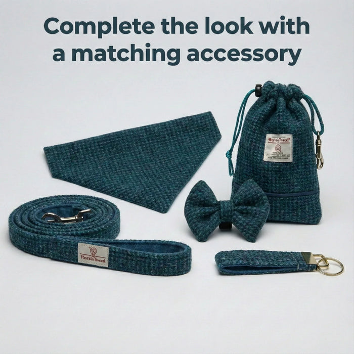 Teal with a Touch of Blue Luxury Harris Tweed Dog Collar