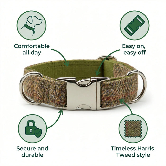 Totally Traditional Herringbone Harris Tweed Luxury Dog Collar